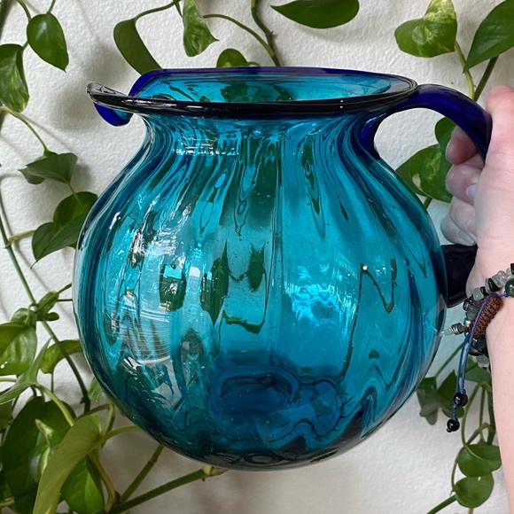 Hand Blown Art Glass Pitcher